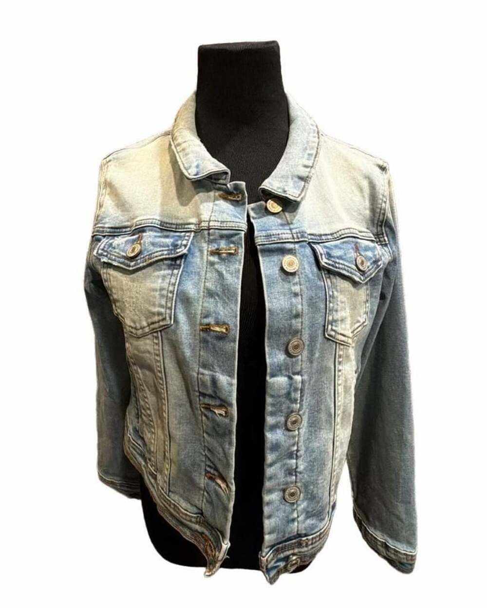 840 KanCan Denim Jacket Size M Blue Cotton Blend